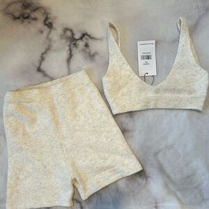 Cozy Cream Knit Bralette and Shorts Set